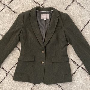 Banana Republic Hackings Jacket Olive Green Wool Blend Blazer Sz 4